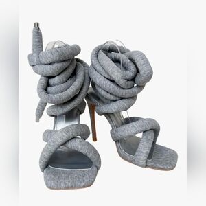Elegant Gray Women's Wrap Heels